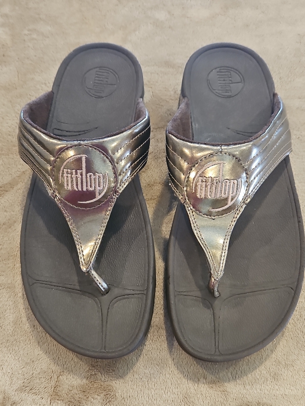 FitFlop Metallic Pewter Thong Sandals for Women